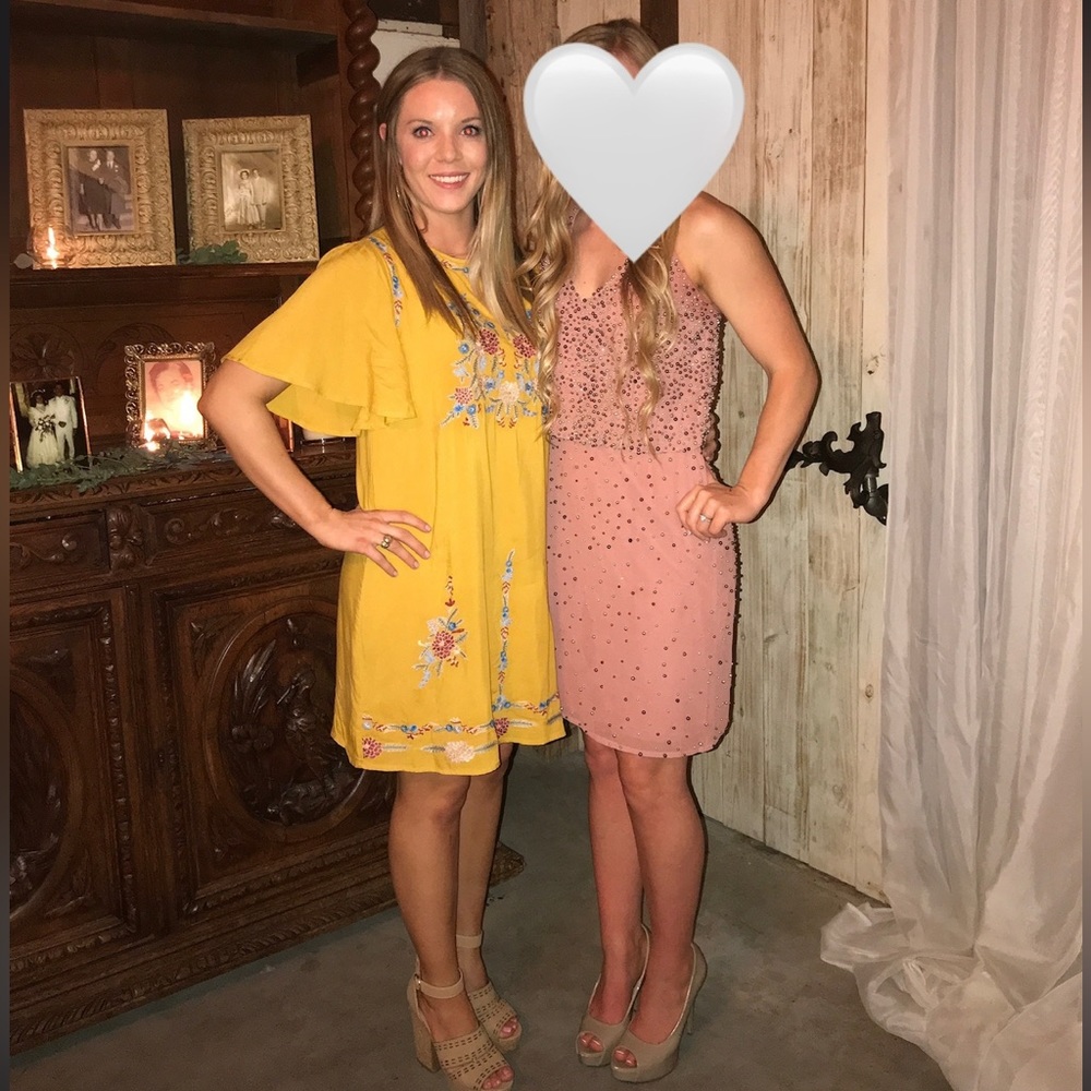 Entro Mustard Embroidered Dress